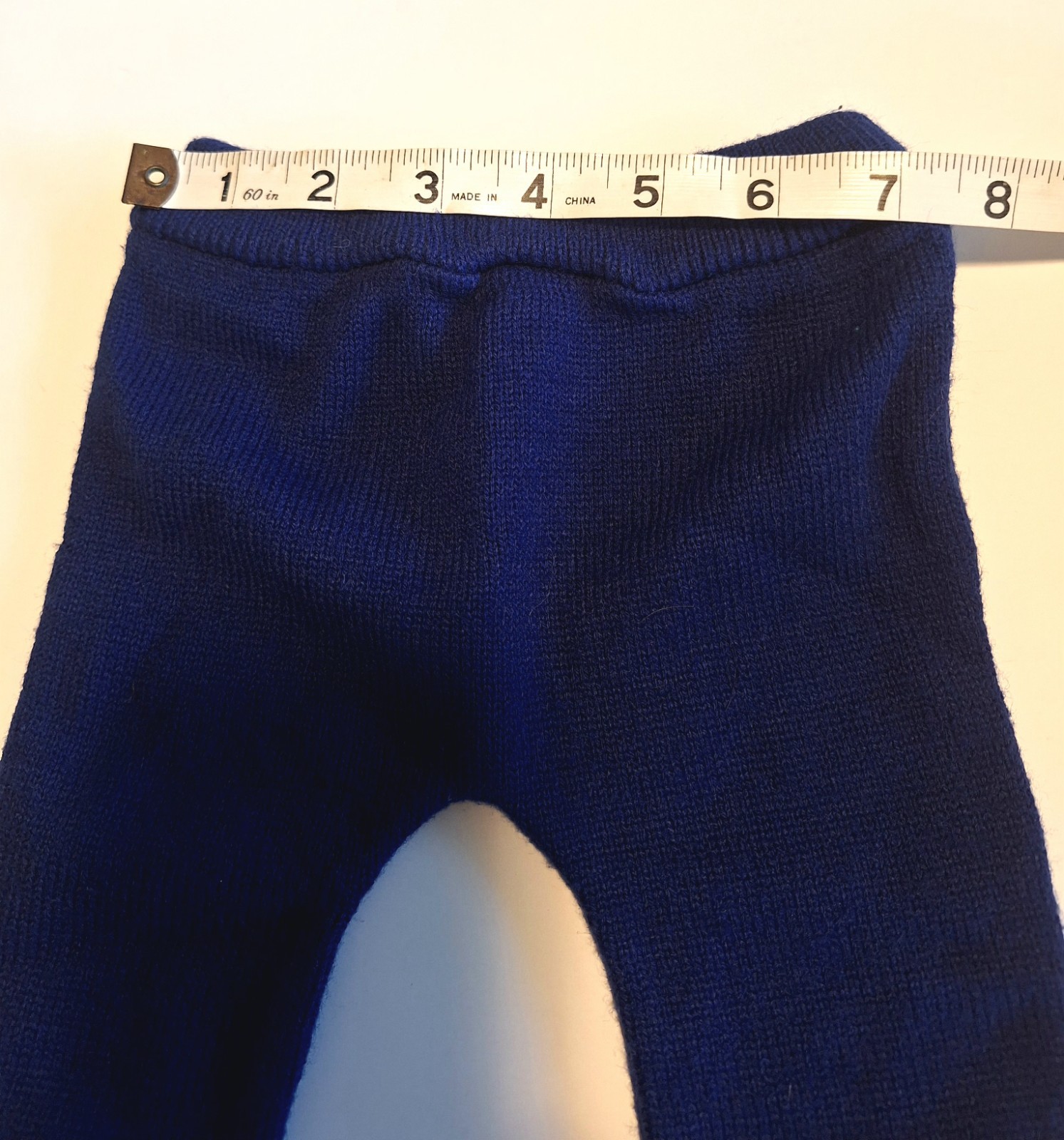 VTG Baby Boy 2pc Knit Outfit Sz 3 Months Built in Booties Blue/Red Acrylic