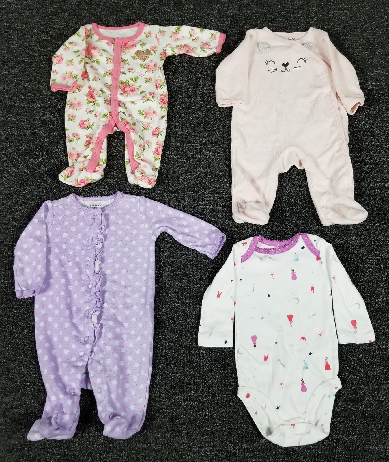 Girls Clothing Lot 3M Baby Carters Betsey Johnson Set Of 4 Multicolor One Pieces