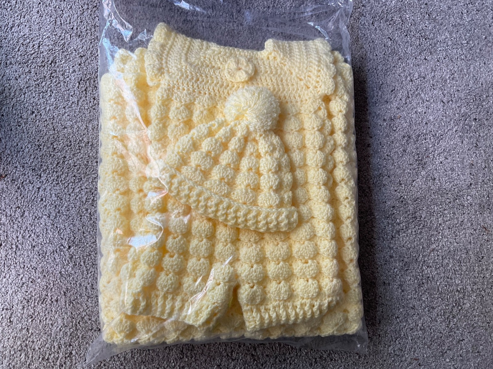crocheted baby set