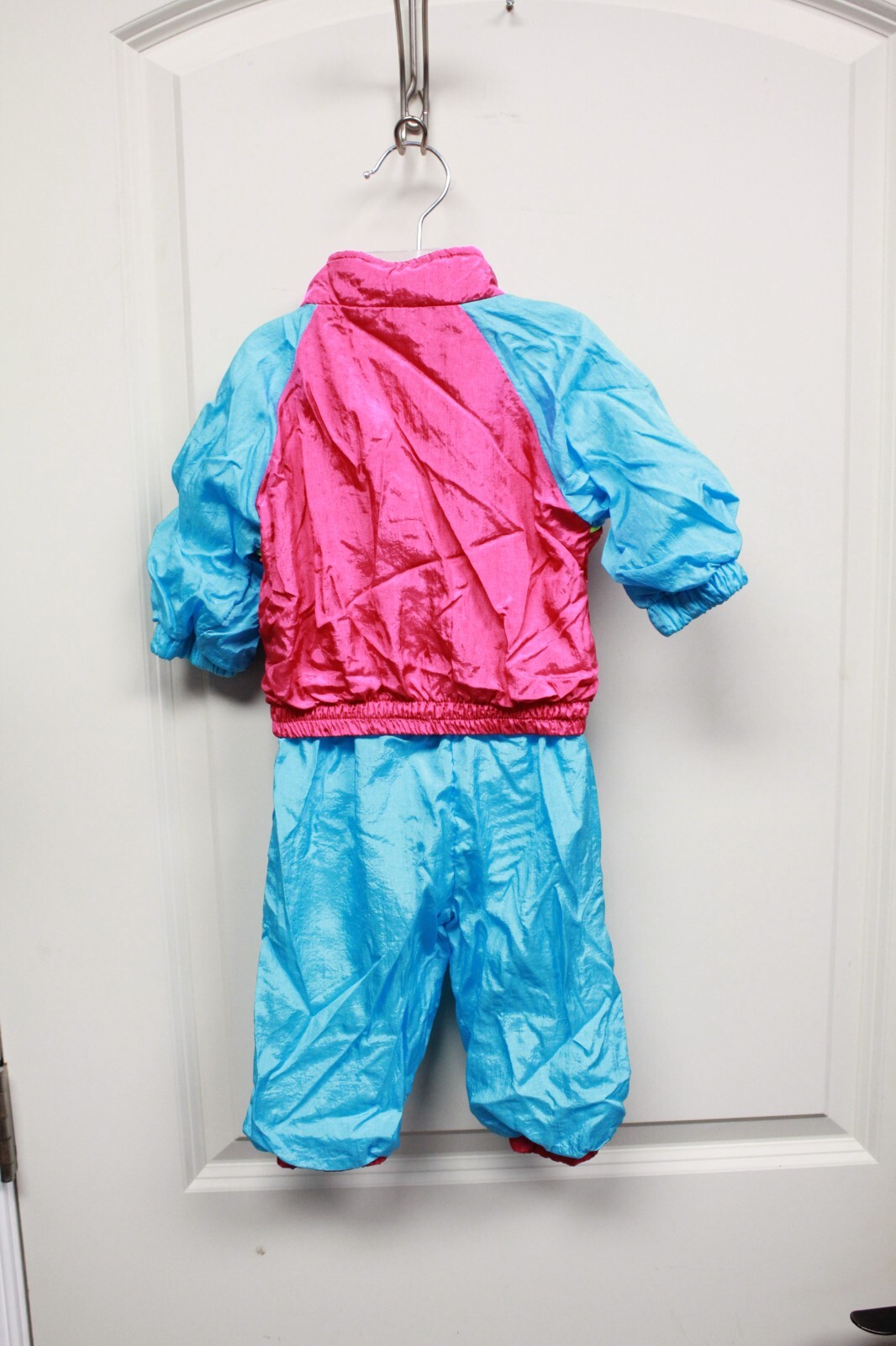McKids Vintage Pink Blue Garden Paradise 12M Outfit Nylon Jacket Pants Parachute