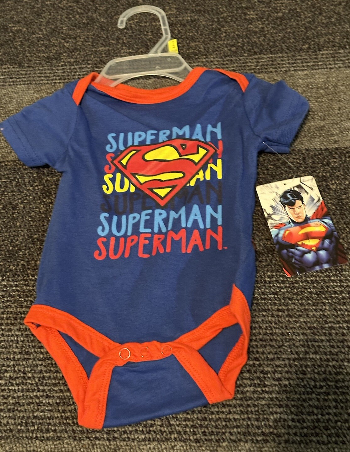 NEW Baby Boys Superman Bodysuit 3 – 6 Months Creeper Outfit Blue DC Comics Hero