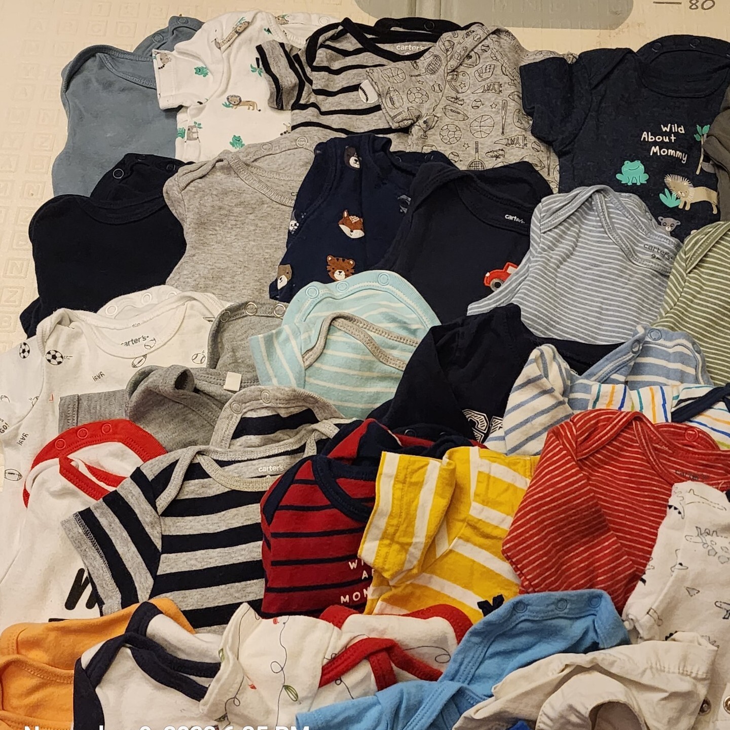 Lot Of 37 Baby Boy Clothes 6-9 & 9 Months Baby Bodysuits Shirts Hoodie Pants
