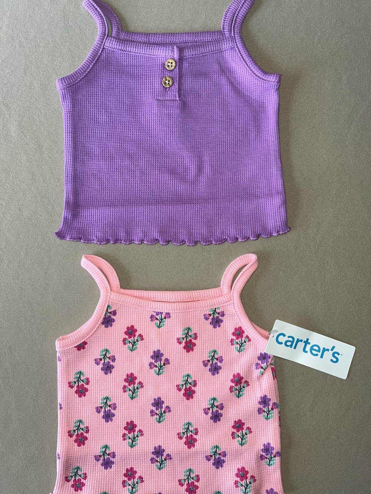 Set Of TWO Carter’s Baby Girls 3 Months Square Neck Tank Tops, New With Tags!