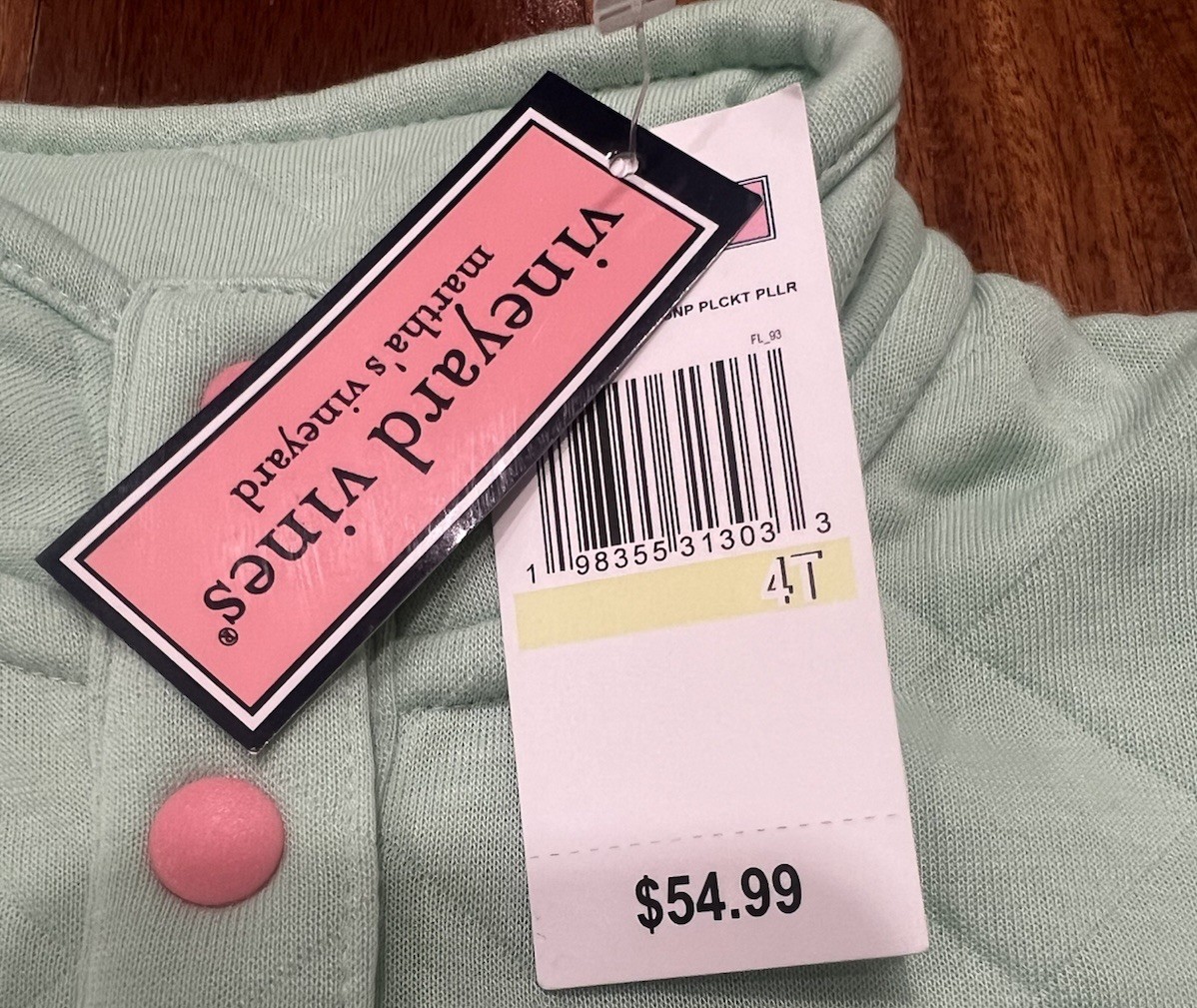 Classic Vineyard Vines Toddler Girl 4T Mist Green Quilted Snap Quarter Pullover