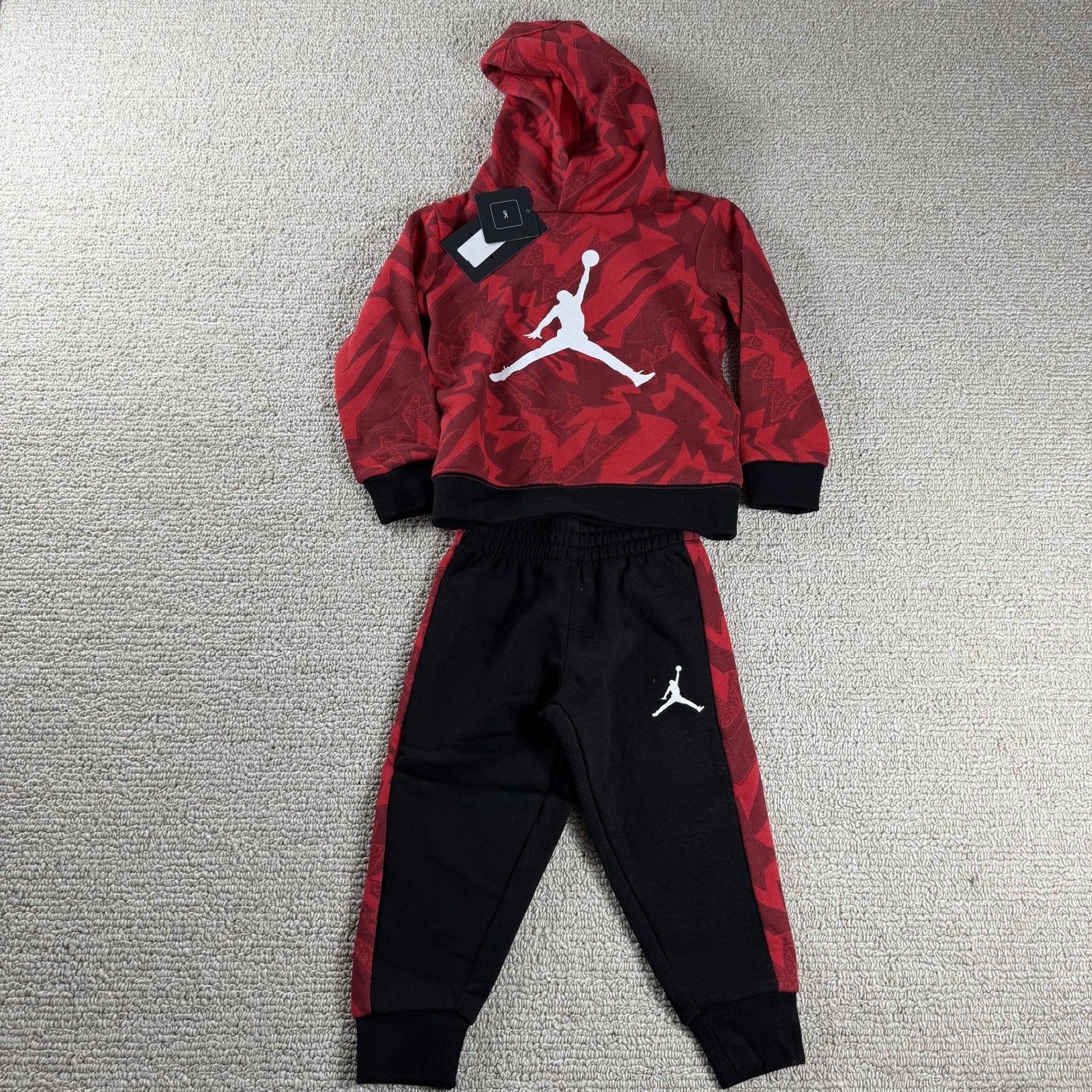 Nike Air Jordan 2 Piece Sweatsuit Red Black Toddler Size 2T