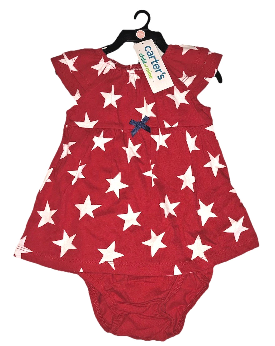July 4th Carters Independence Day 0-3M 100% COTT RED WHITE BLU Top Bloomer NWT