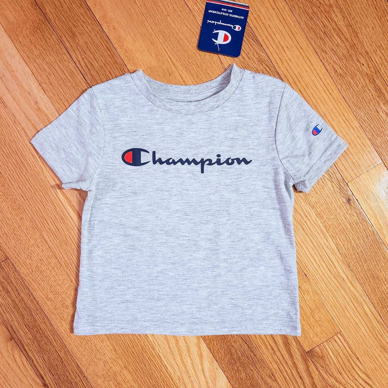 NEW Champion Toddler Boy Tee & Fleece Jogger Pant Set, Gray/Navy (2T)