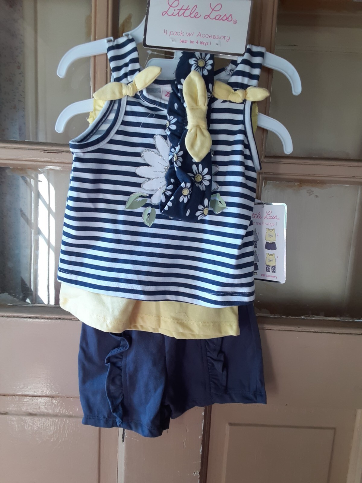 Little Lass Girls (TWO) Short Sets ( 4 Pieces plus head band) Size 18 Mo. NWT