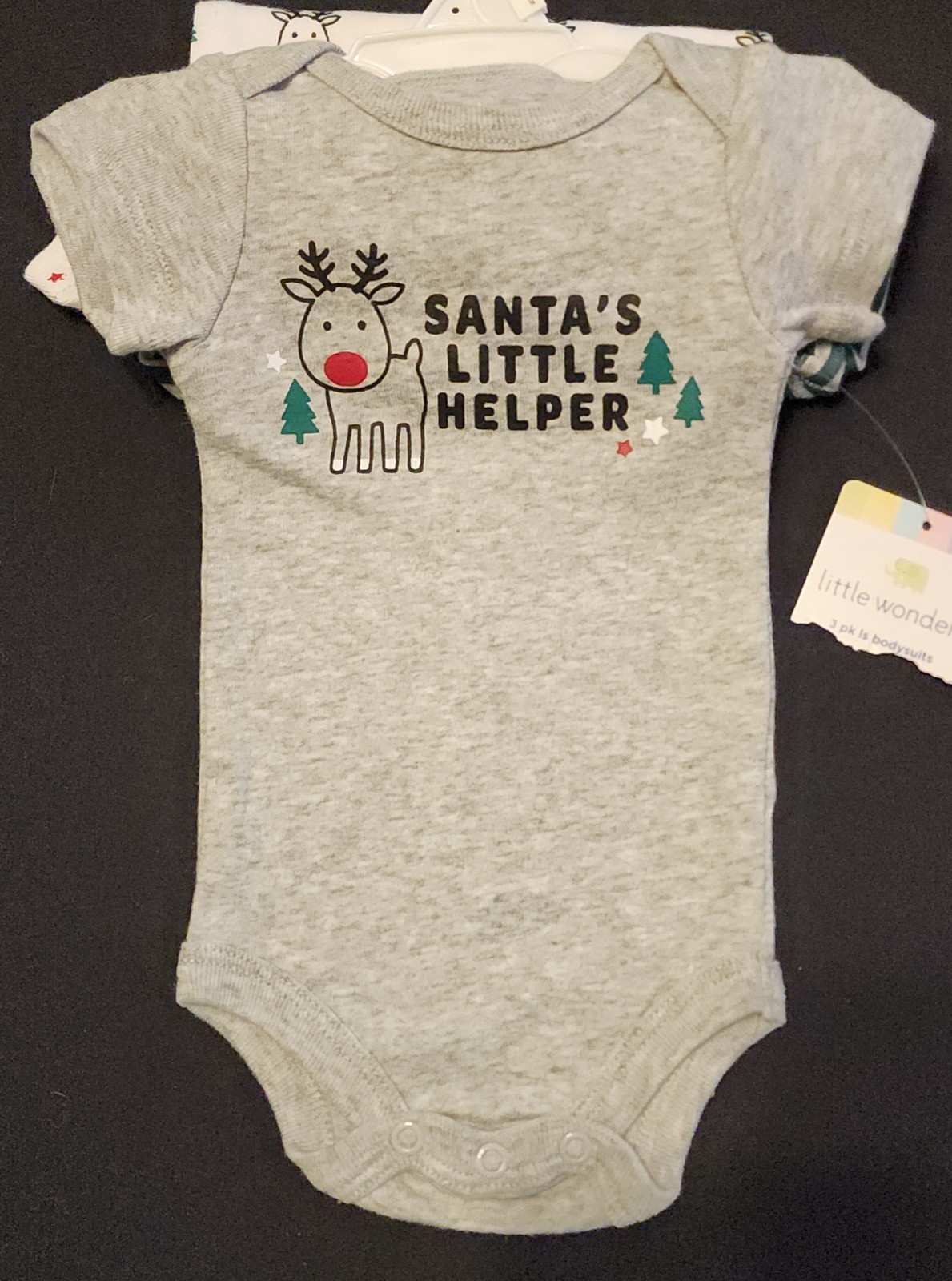 Little Wonders Christmas Bodysuits 3 Pc First Steps Hat & Bootie Set NEW NB/0-3M