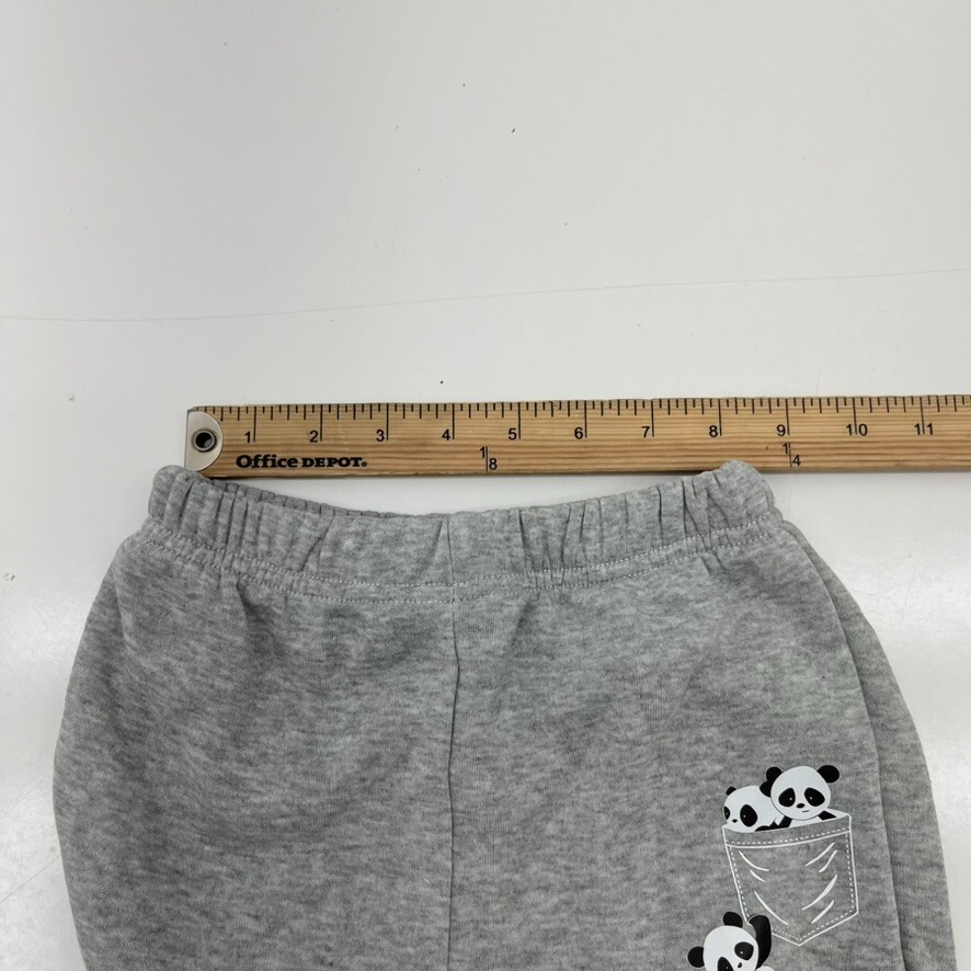 Gray Panda Graphic Print Sweatshirt 2 Piece Outfit Kids Size 4T NEW