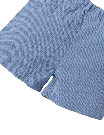 2‑Piece Baby Boy Fashion Set – Woven Jacquard Short Sleeve Shirt & Shorts