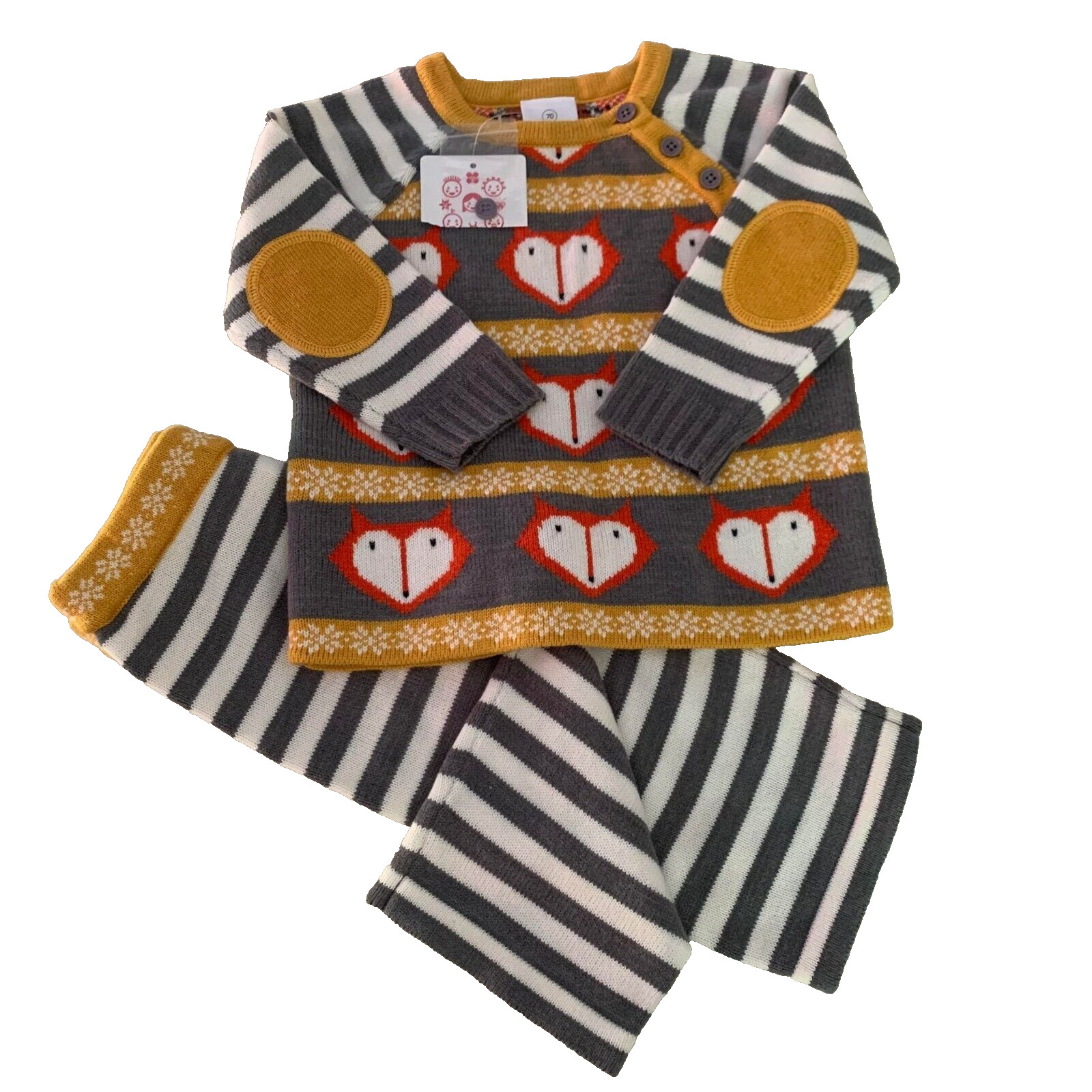 Hanna Andersson Adorable Fox Sweater & Pants Knit Set. Size 6-12 Months, 70 cm