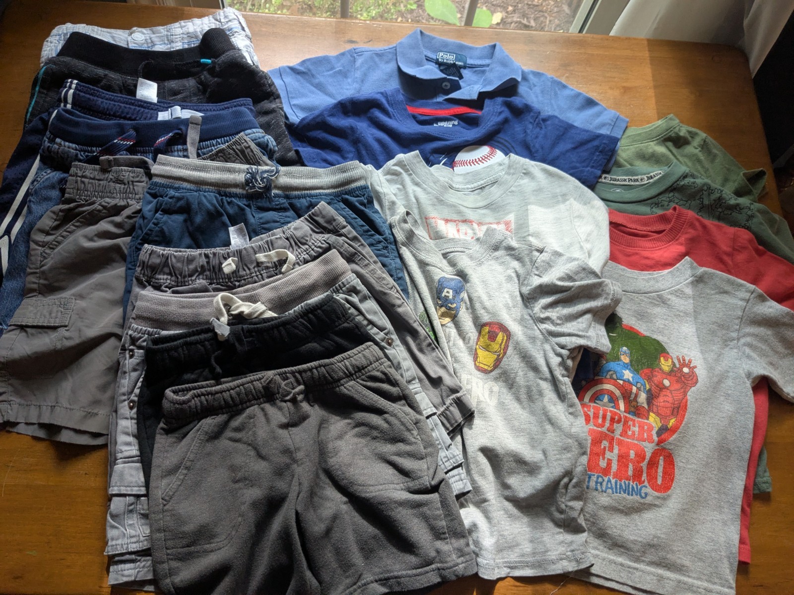 Lot 18 PC Toddler Boy Summer Clothing Size 4T 8 Shirts/10 Pair Shorts CatJack+