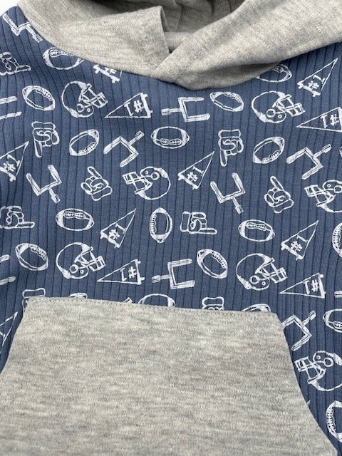 Chick Pea/ Easy Peasy 18M Baby Boy 2 pc. Outfit Hoodie Short Set, Football Print