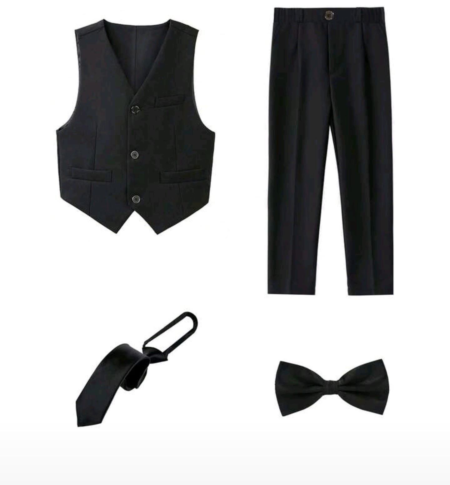 Boys Vested Pants Set Clothing Sets Kids Formal Suits Vest Pants Bow & Neck Tie