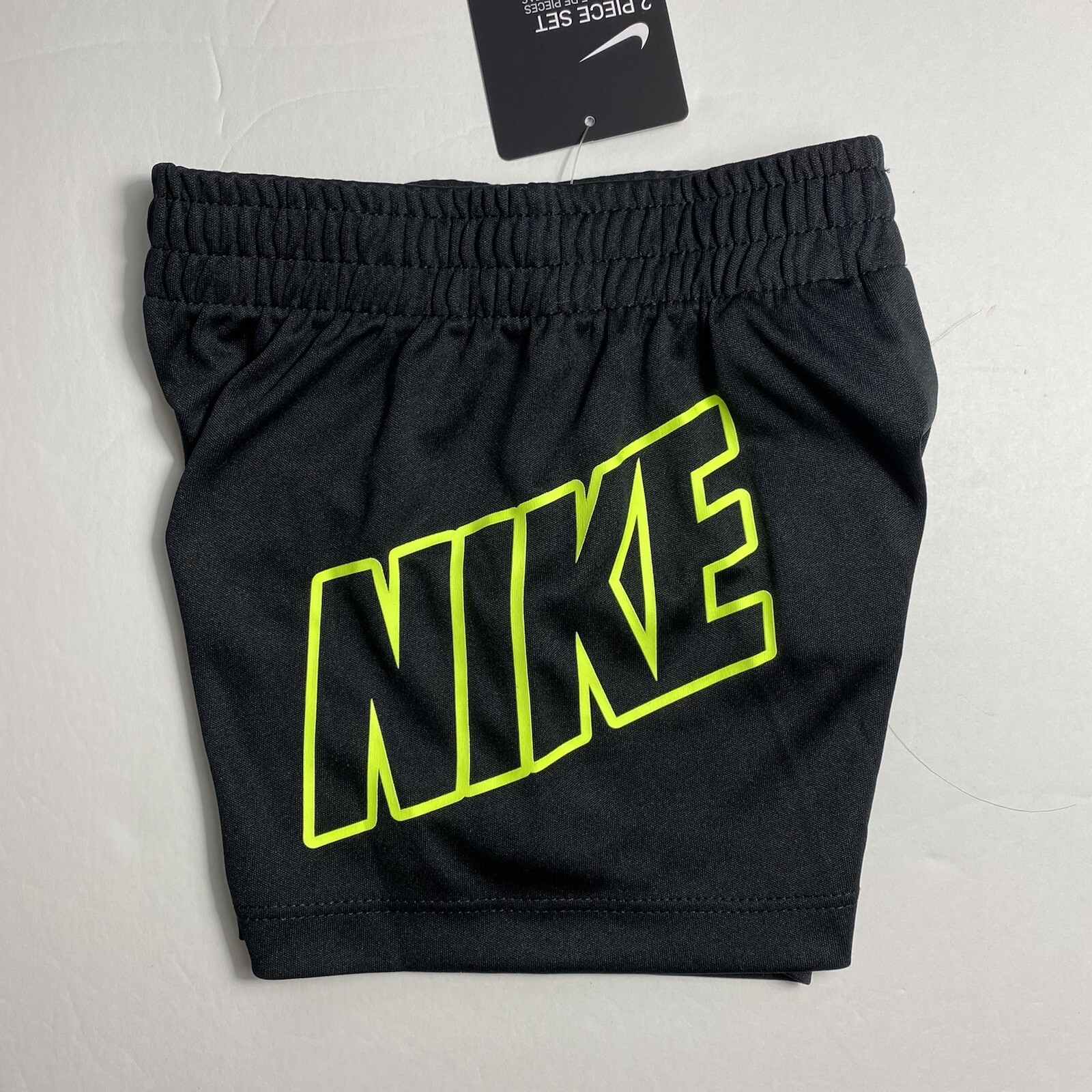 Nike Baby Dri-Fit Tee Shirt & Shorts Logo Set Outfit 12M Grey Black NEW