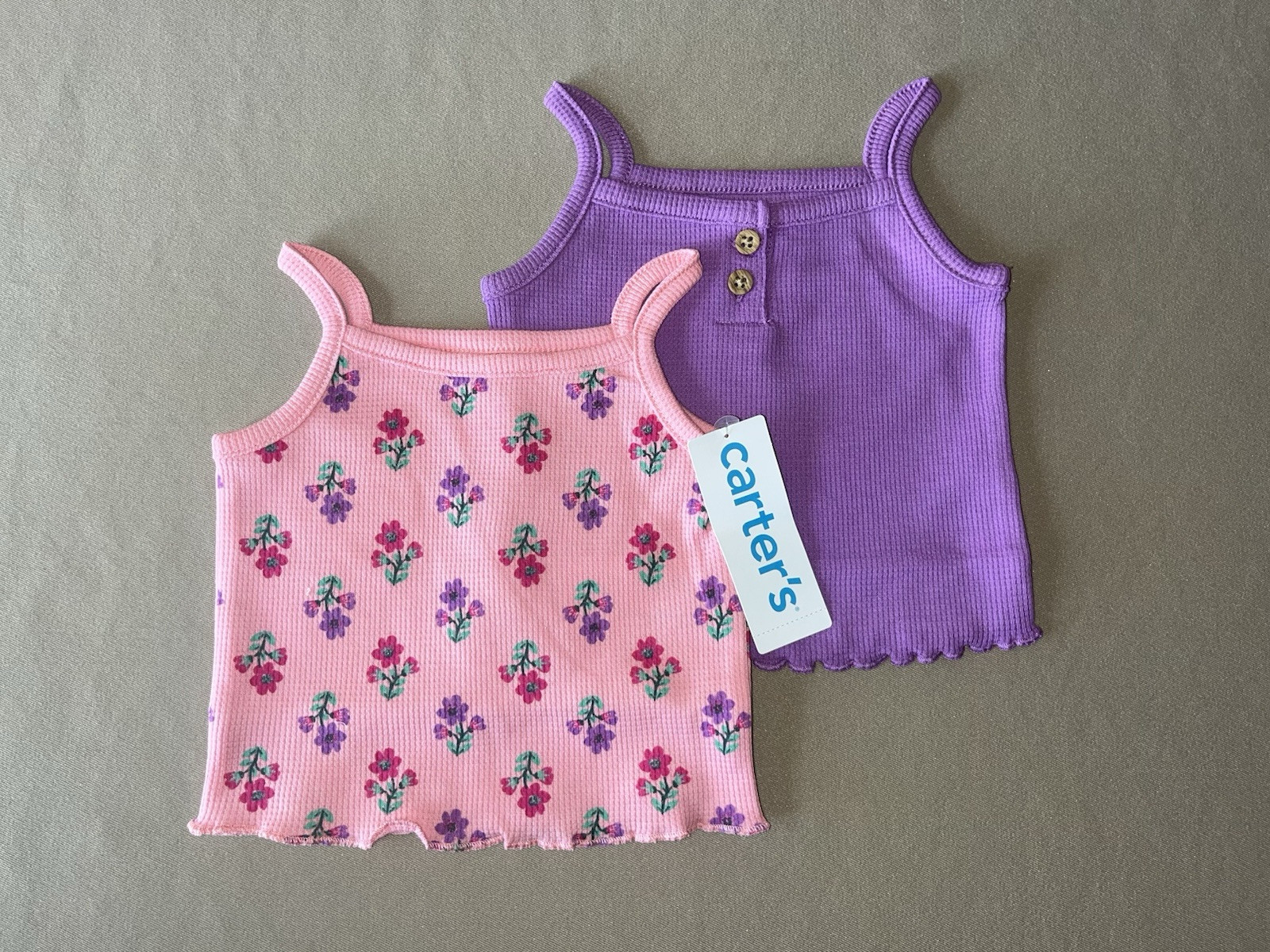 Set Of TWO Carter’s Baby Girls 3 Months Square Neck Tank Tops, New With Tags!