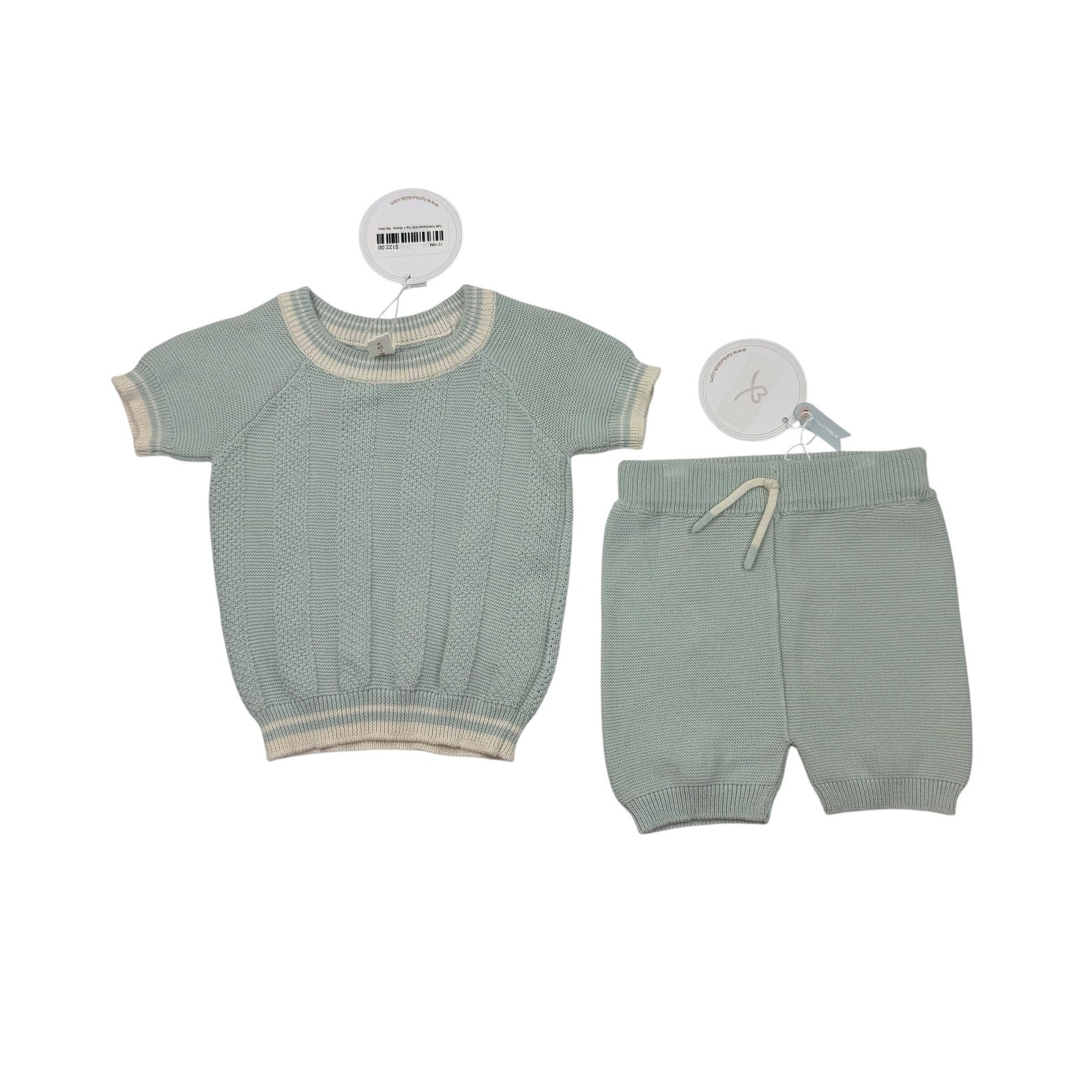 NWT Tun Tun Pima Cotton Sky Blue Daniel KnitTop & Shorts Set, 12/18m