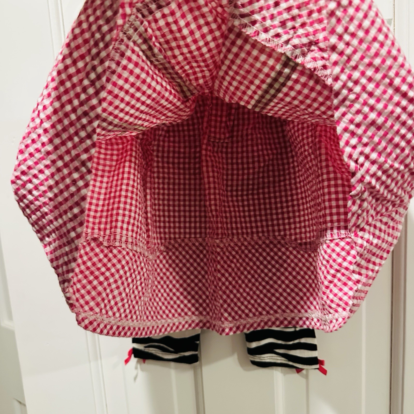Bonnie Baby Pink Gingham & Zebra Dress & Leggings Set Sz 24M