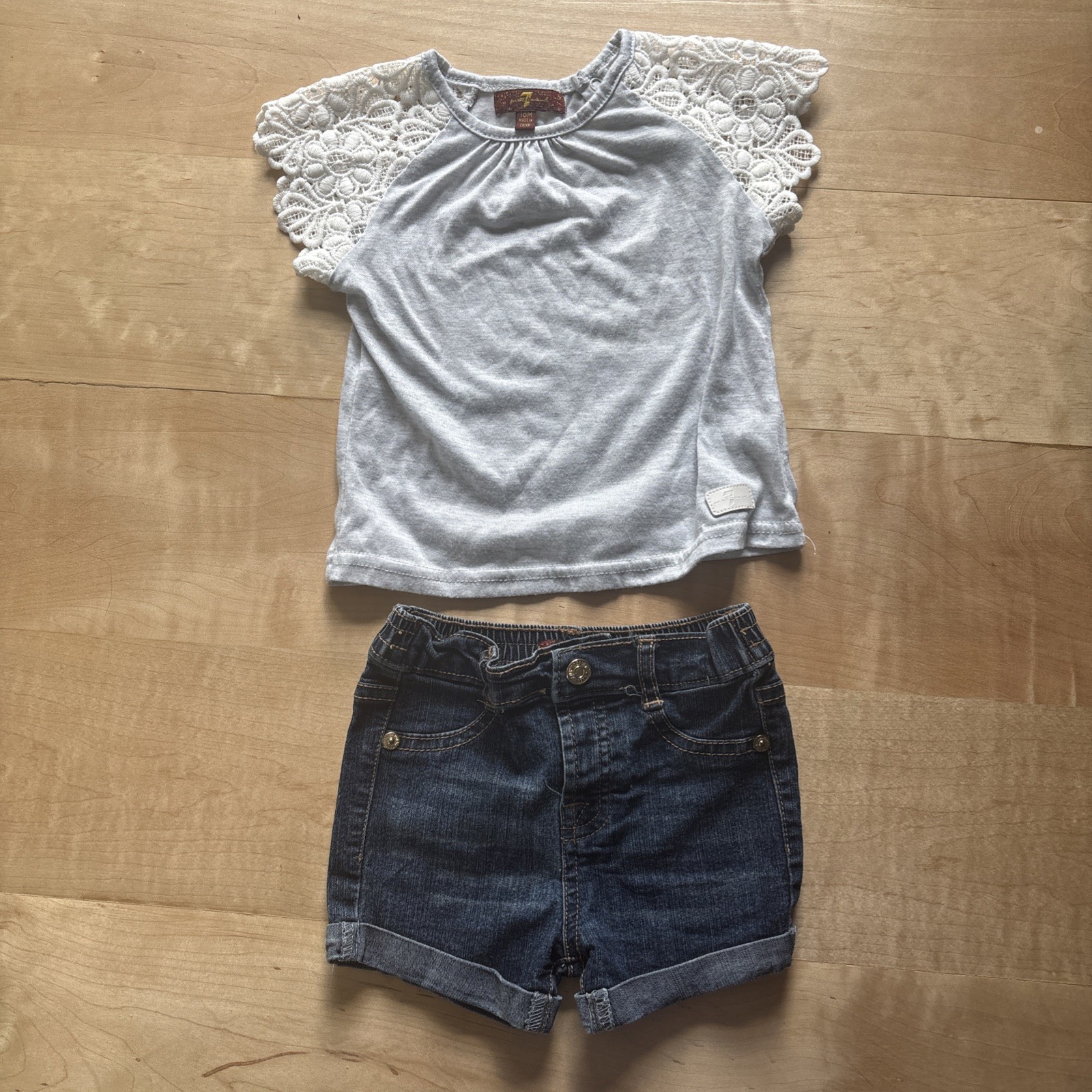 7 for All Mankind 18 Months 2-Piece Set Shirt And Jean Shorts