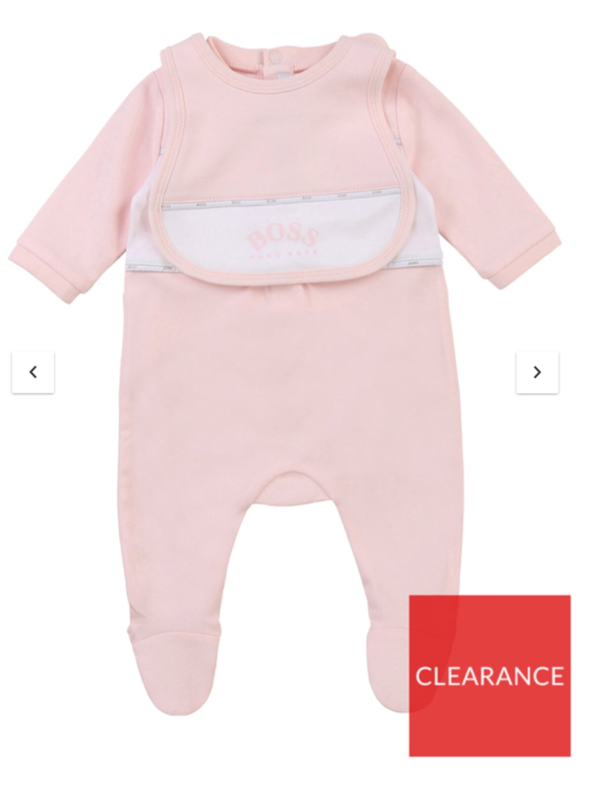 HUGO BOSS Baby Girl Sleepsuit & Bib Set Pale Pink gift Set Box 12 Months RRP £85