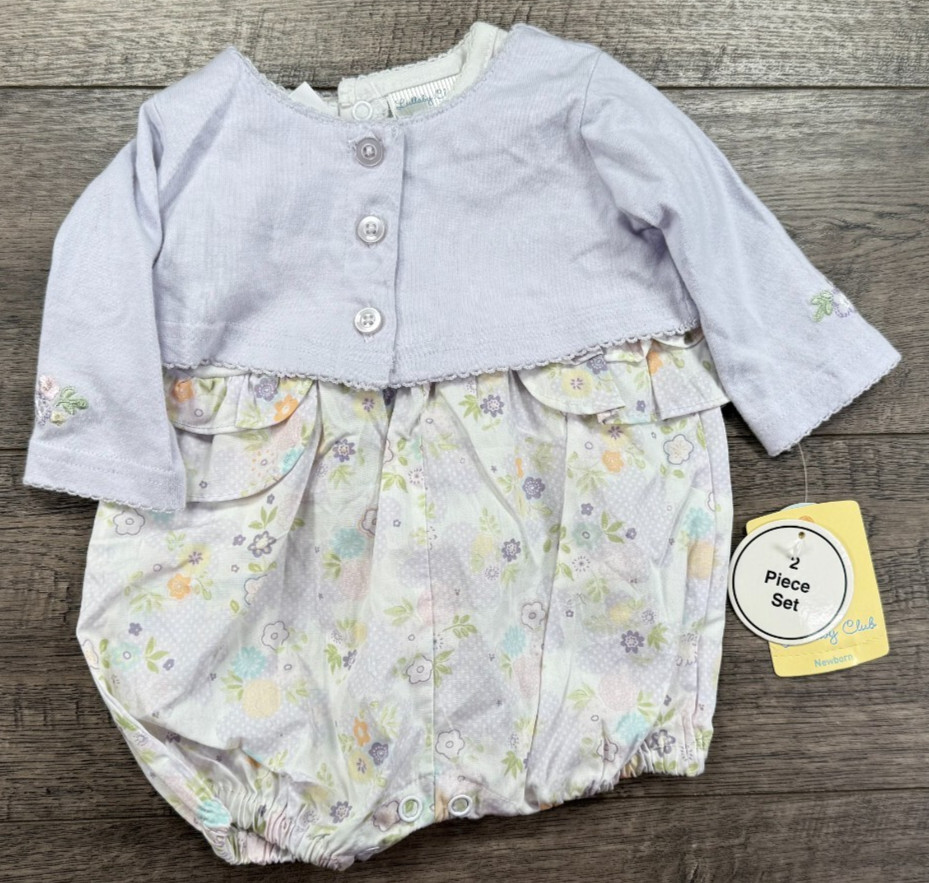 Baby Girl Clothes New Vintage Lullaby Club Newborn 2pc Floral Romper Outfit