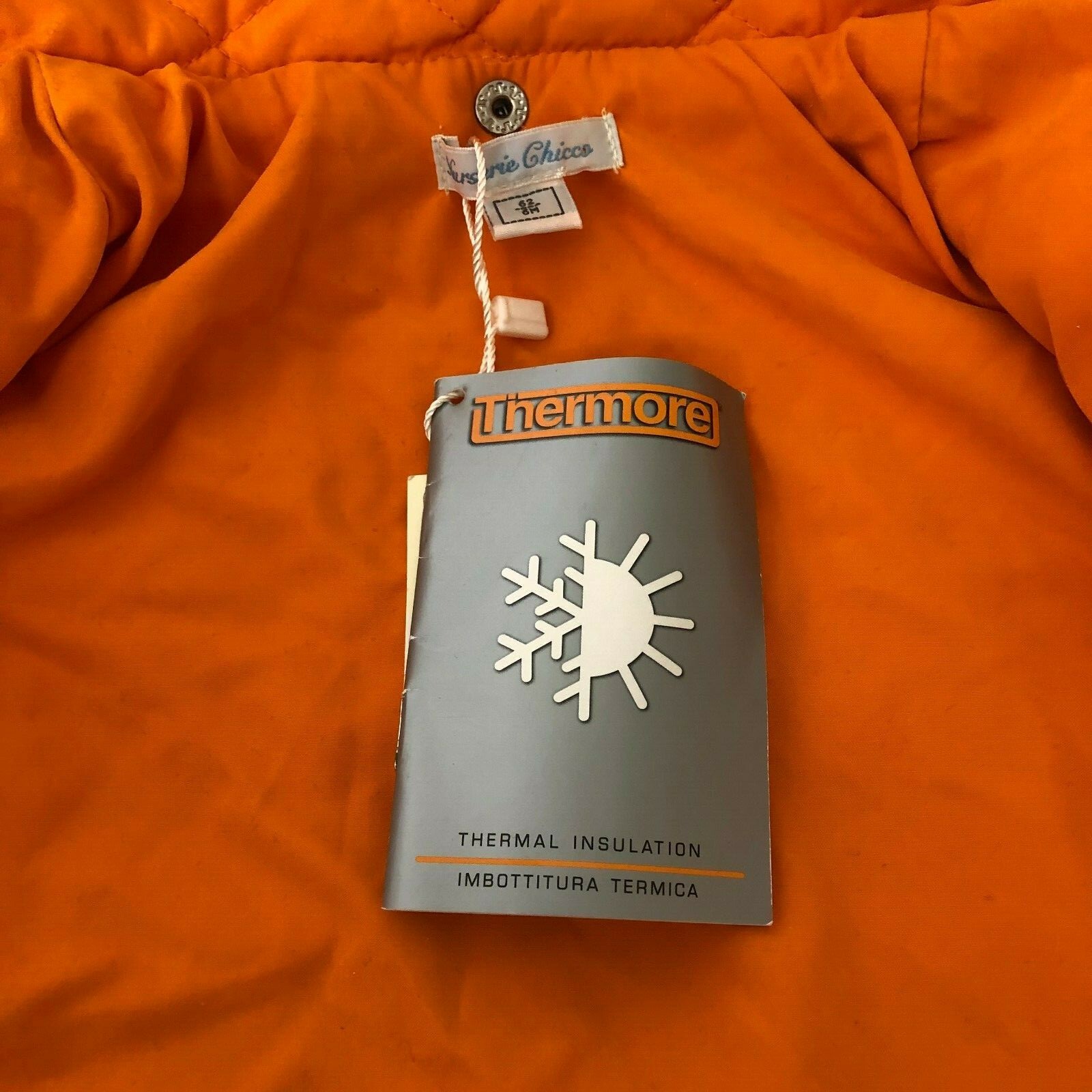 NWT Chicco Quilted Jacket Corduroy Pants Infant 6 Mod Hood Orange Yellow Thermal