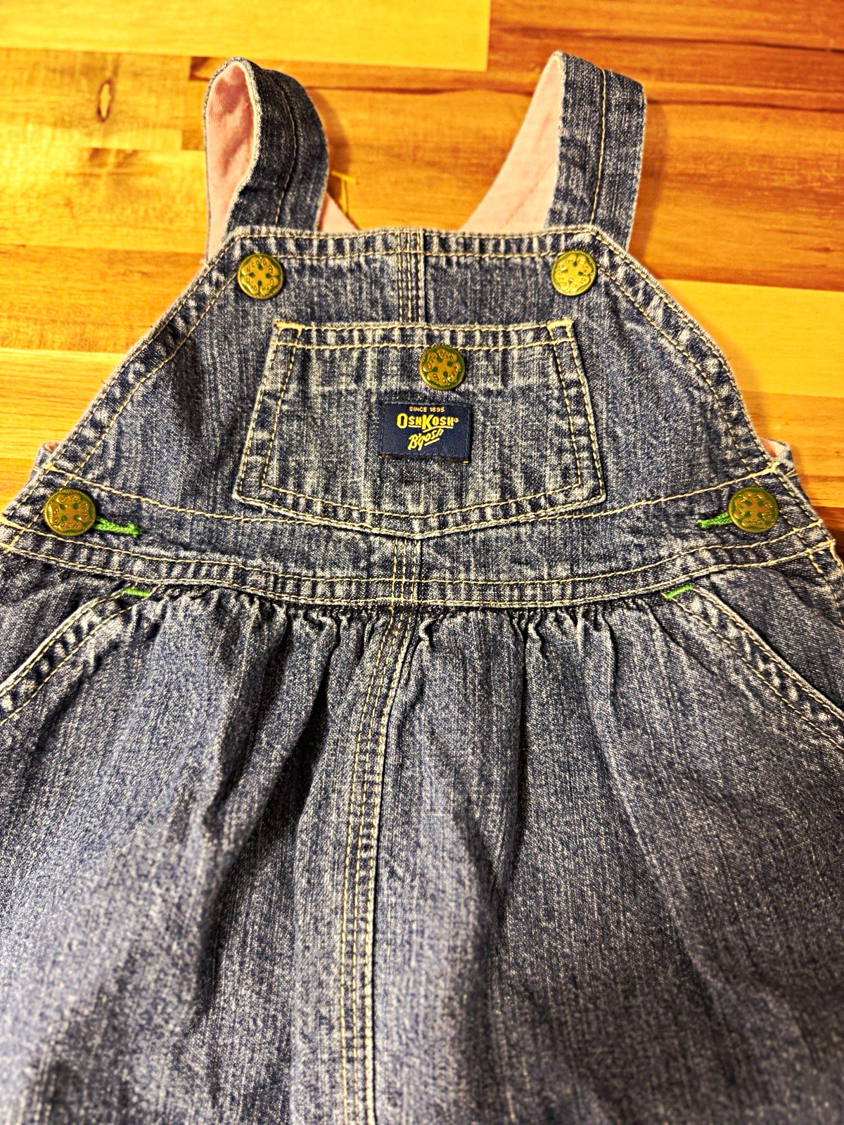 Vintage OshKosh B’gosh Blue Denim Jumper Dress & Bloomers 2pc Set 0-3 Months
