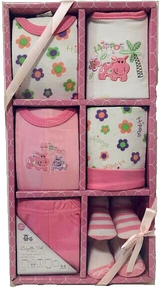 New Cribmates 7-Piece Layette Set 0-6 Months Pink Multi Floral Animals Stripes!