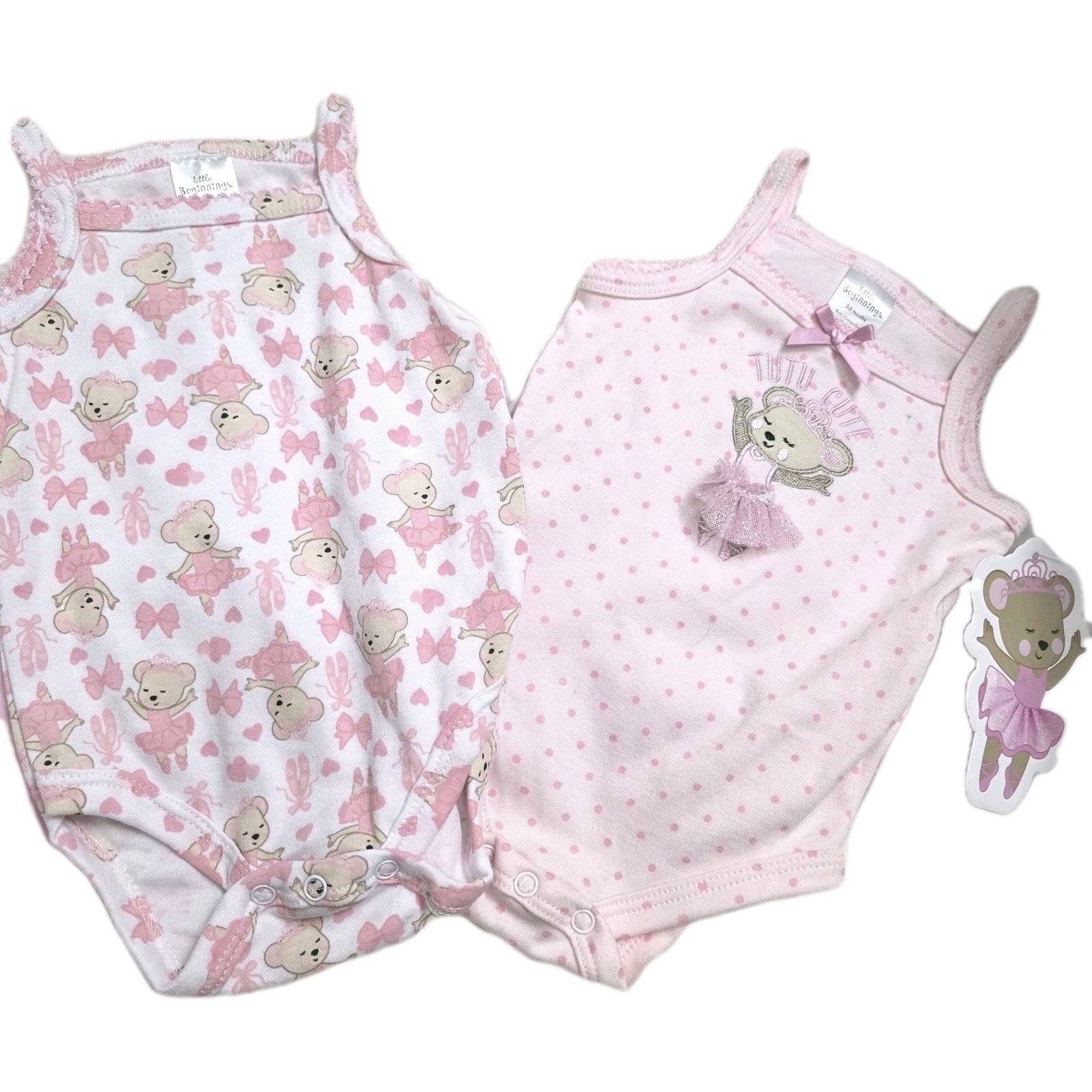 NWT Baby Girl Outfit Bundle: 3 Bodysuits + Sunglasses Brand Little Beginnings