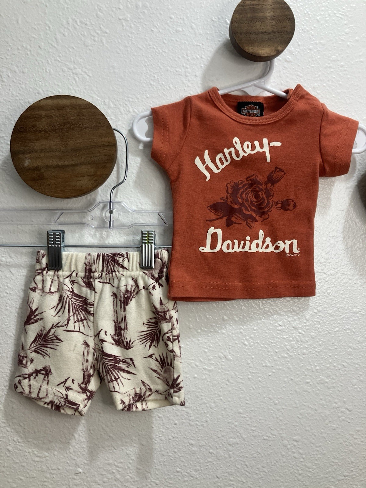Harley-Davidson Baby Girl 2 Piece Toddler Tee & Short Set 3/6M Motorcycle