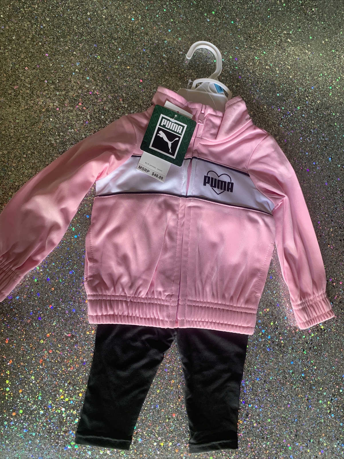 Puma baby girl 6-9M 2 pieces Set Style PFA20V12-00112TME Color Pale Pink / Black