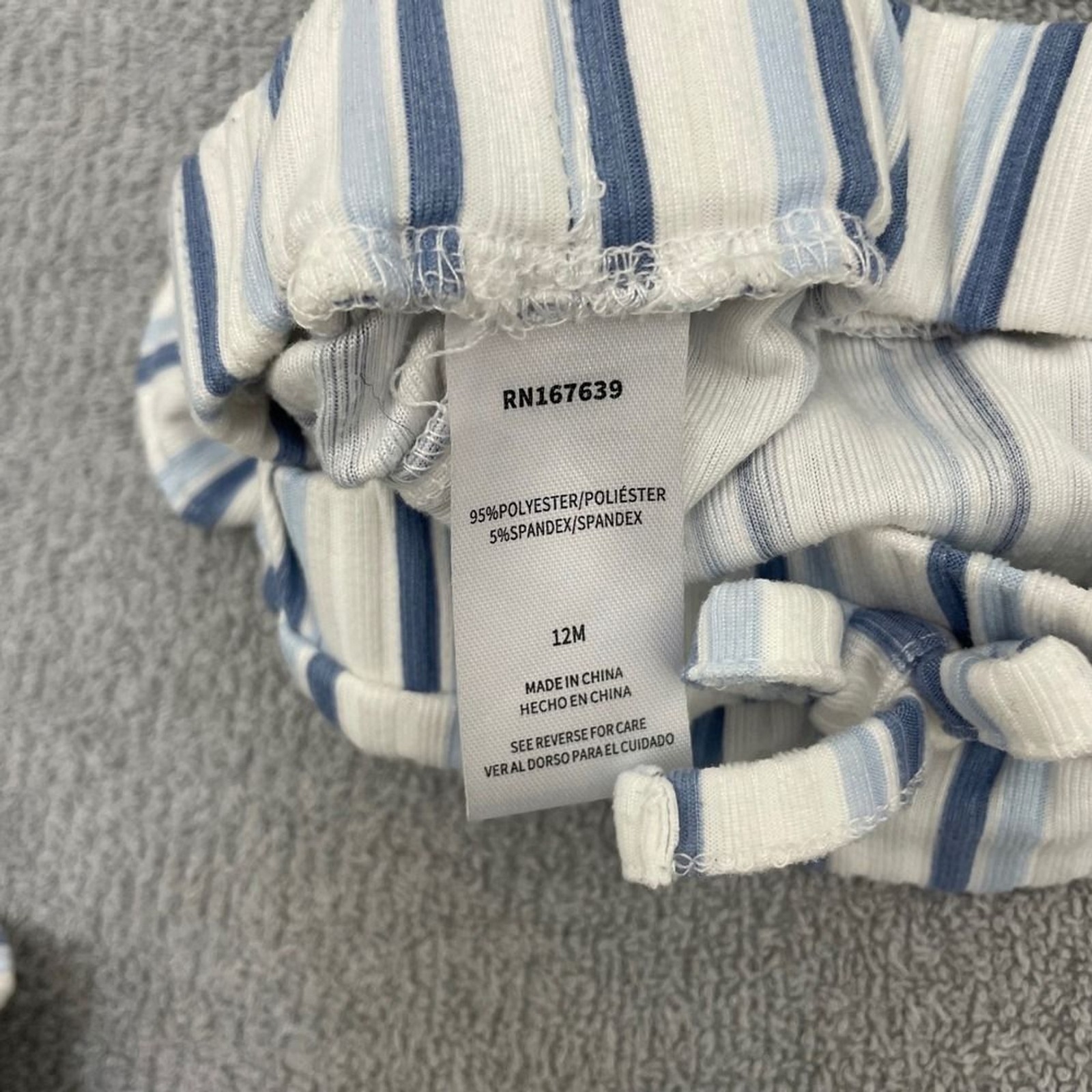 Little Lass‎ Baby Girls Blue White Striped Ribbed Ruffle Short Set 12M RN167639