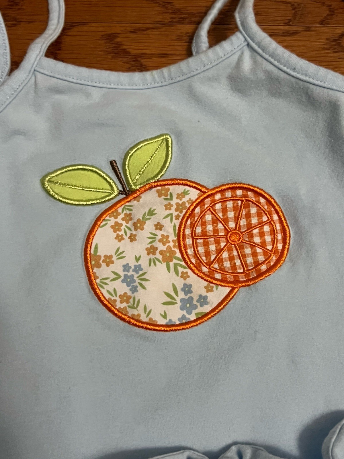 Stitchy Fish Girls 18 Months Tangerines in Tulum Applique Short Set