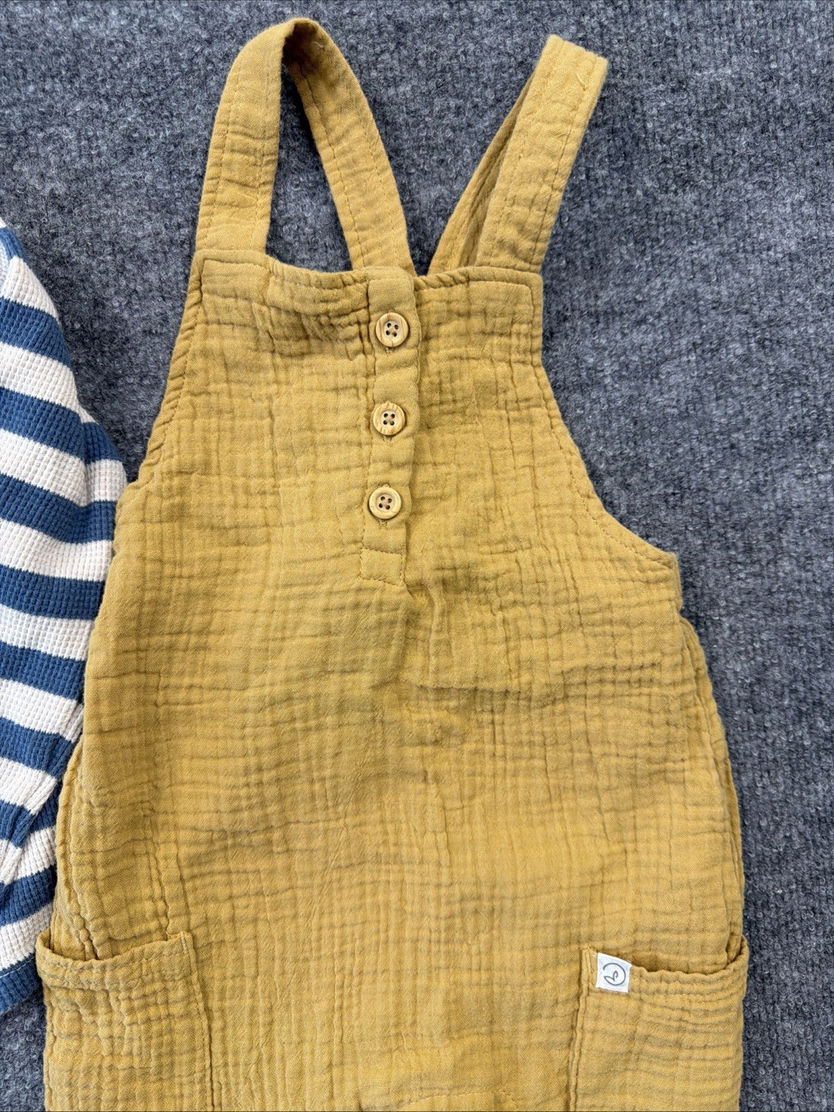 Little Planet By Carters Custard Romper and Striped Shirt Organic Cotton 2t