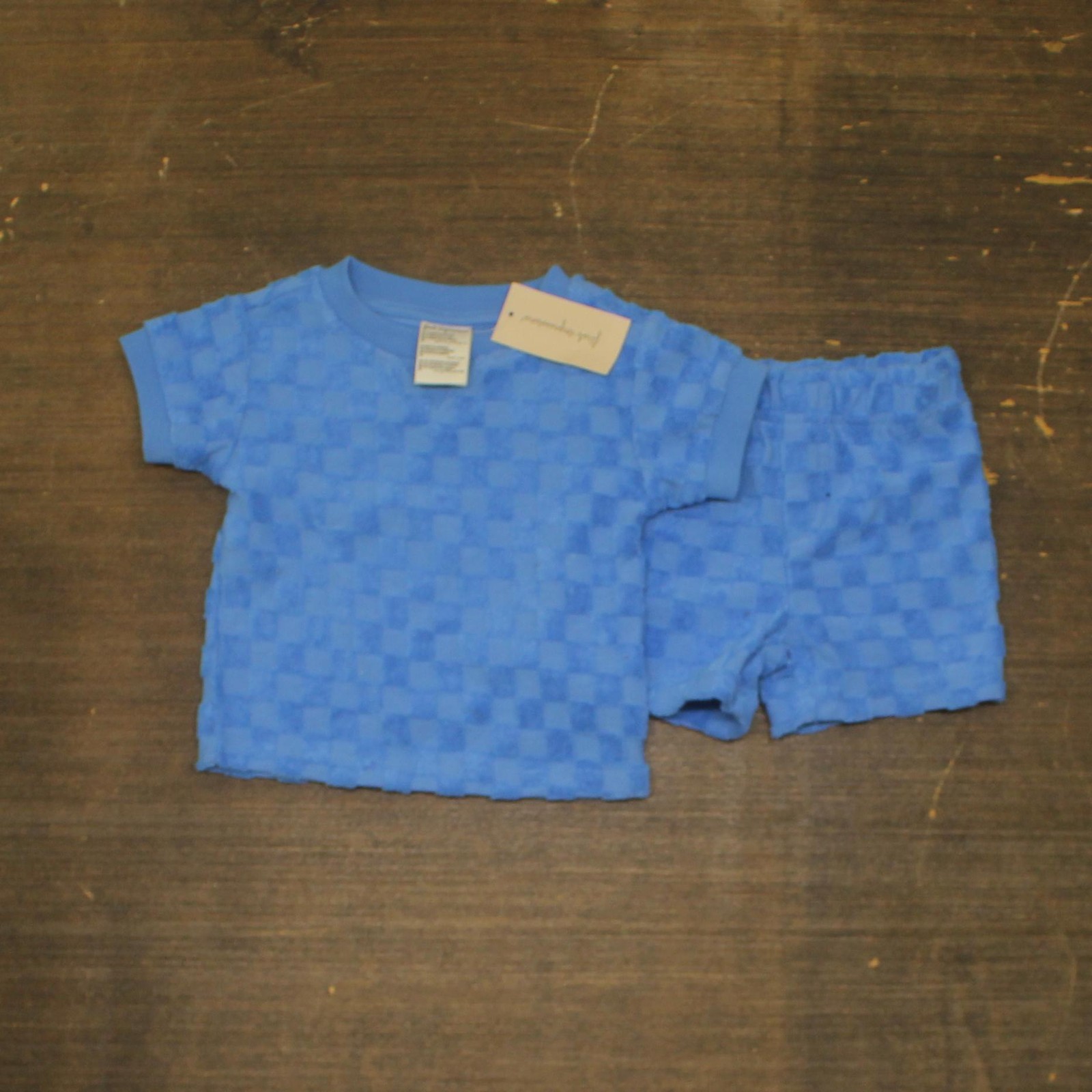 First Impressions Baby Boys Checkered Terry T-Shirt & Shorts Blue Bay 12M