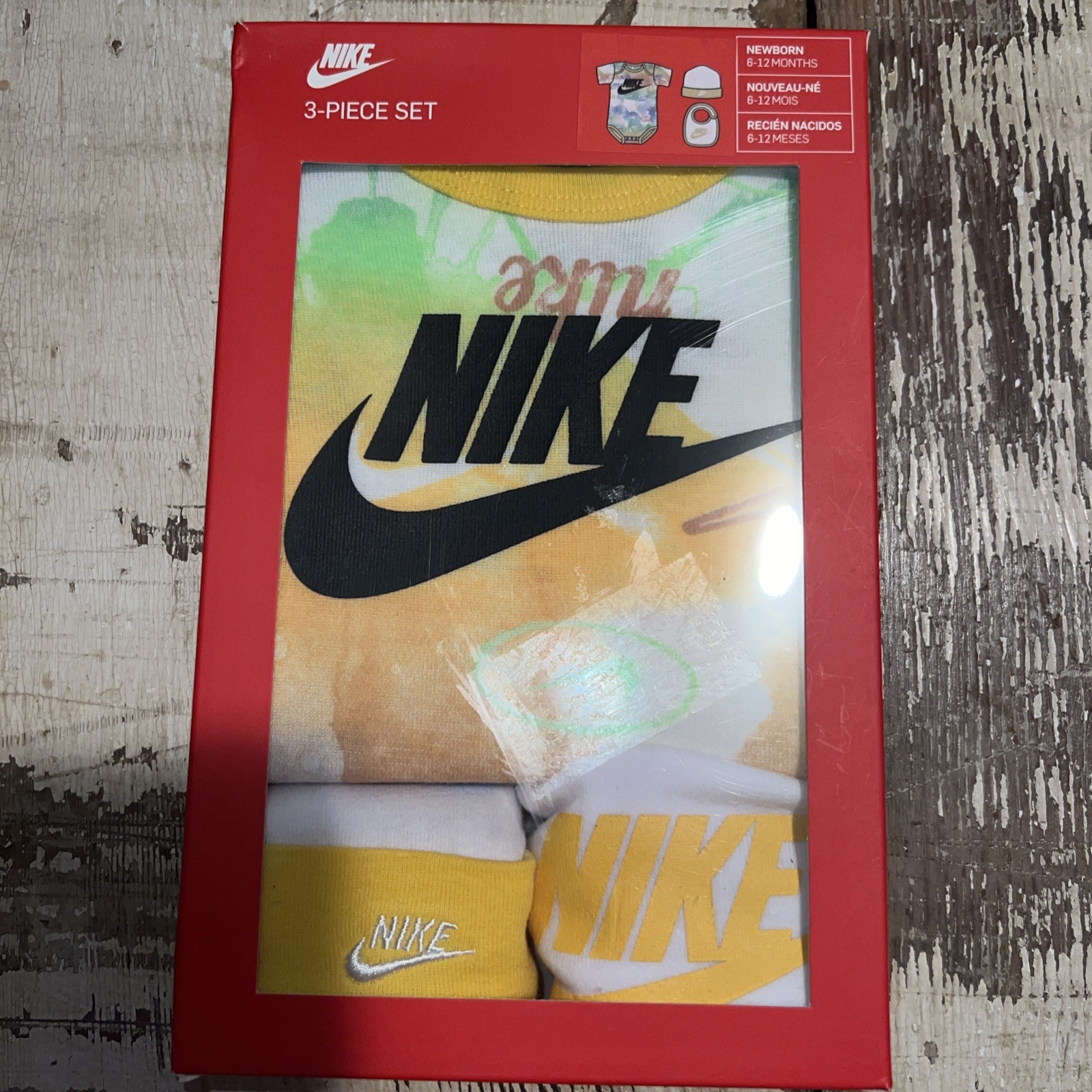 New NWT Boys Newborn Infant Baby Nike Hat Bib Bodysuit Girls 6/12 Months Yellow