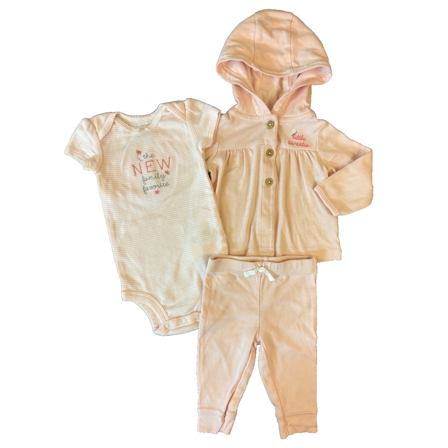 Carters Baby Girl 6 Months Outfit Pants Bodysuit Jacket Little Sweetie Pink 3 PC