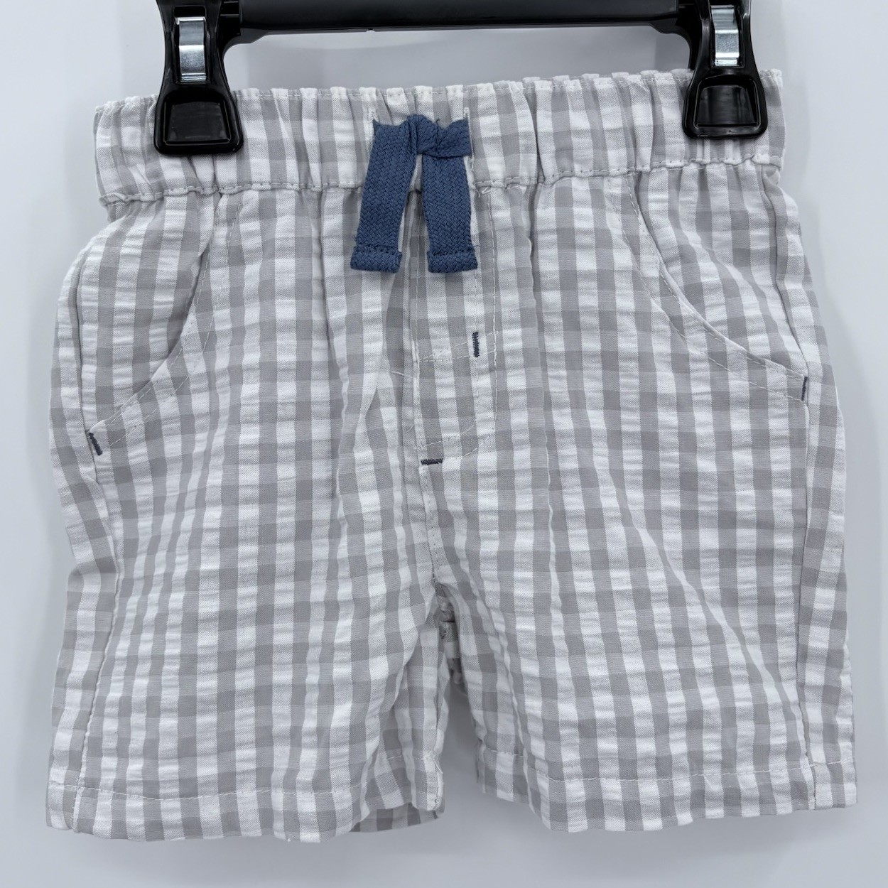 NWOT Little Lad 3pc Gray Checkered Summer Outfit With Hat Pockets Lightweight