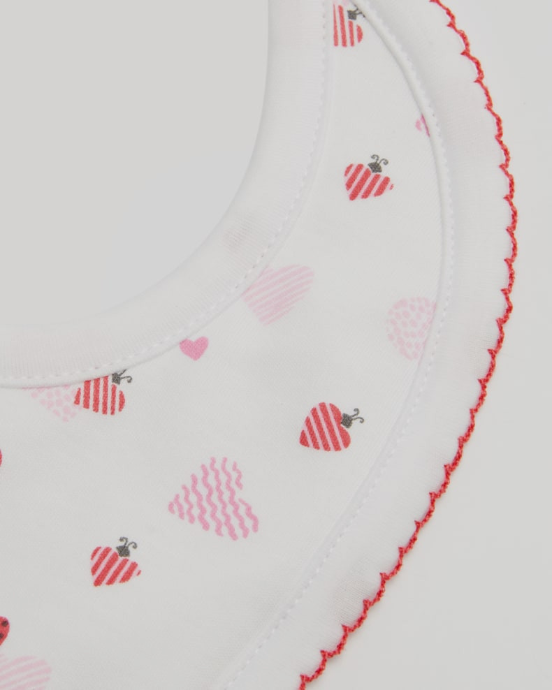 $33 Kissy Kissy Baby White Red Pima Cotton Ladybug Love Bow Hat Bib Set Size NB