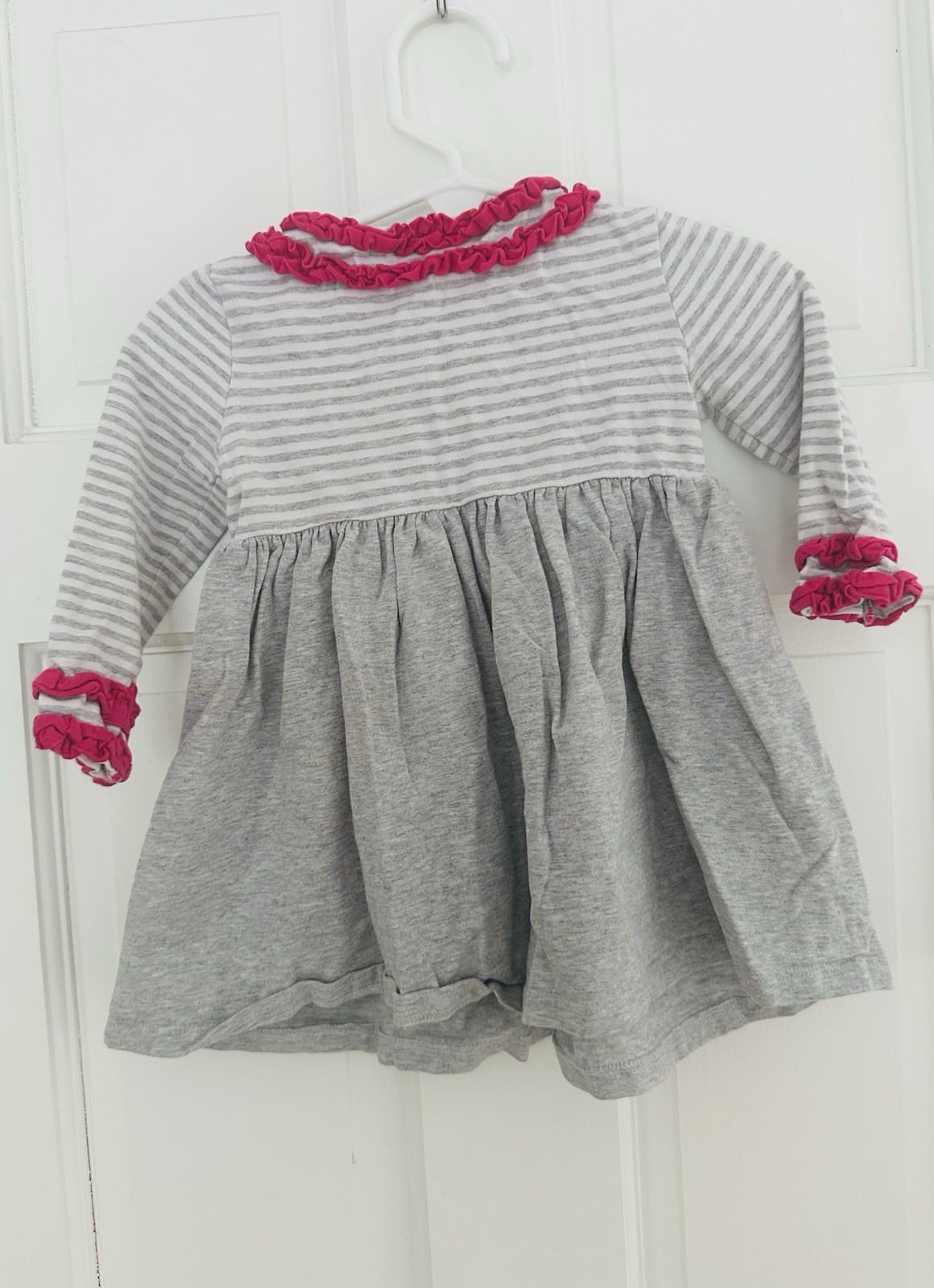 Bonnie Baby Girls Pink and Gray Pants Set with Ruffle Hearts Size 12M EUC