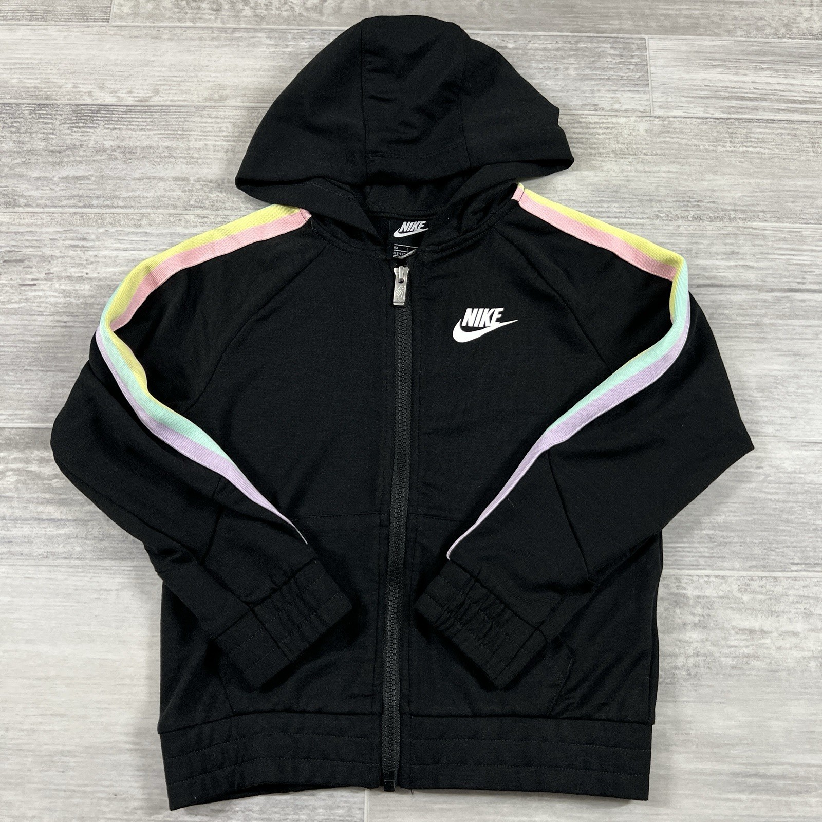 Nike Girls Rainbow Tape Full Zip Jacket ONLY Black Size 6X NWOT
