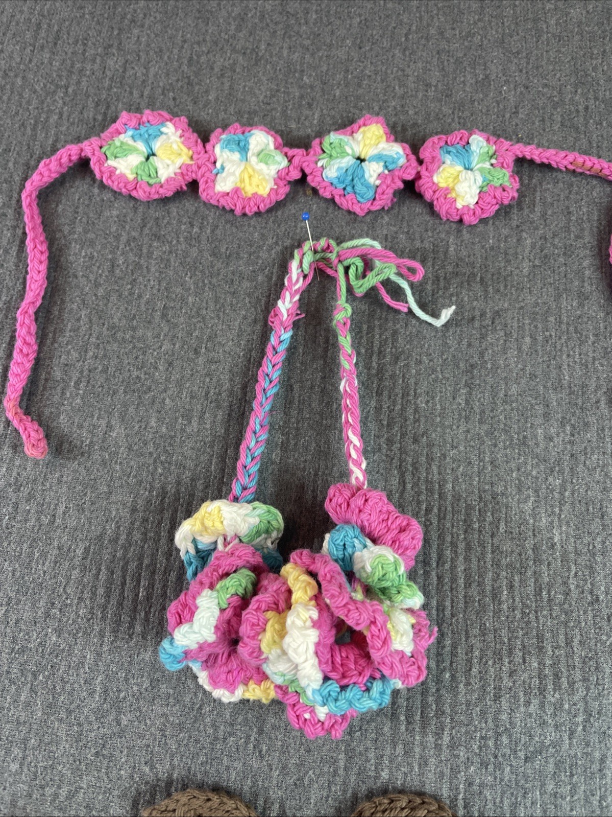 Deluxe Newborn Baby Crochet Hula Girl 4pc Set Infant Baby Handmade Photo Prop
