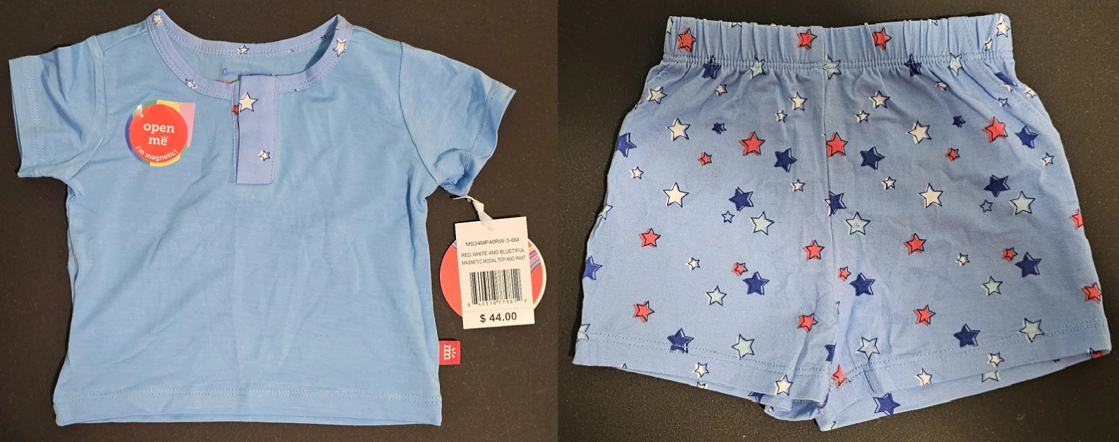 Size 3-6 Months Red White Bluetiful Modal Top Short Magnetic Me 4TH of July New