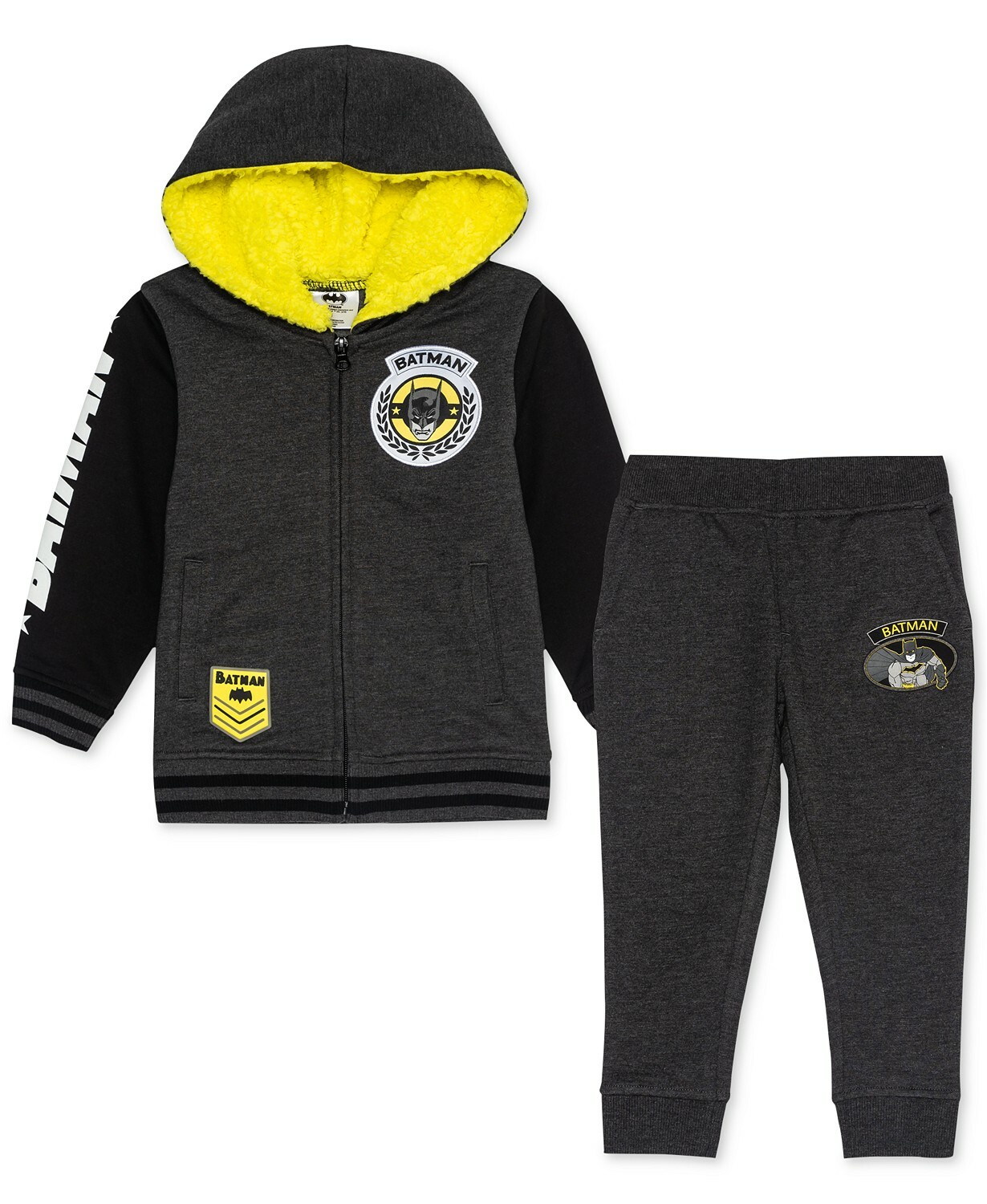 DC Comics Toddler Boys 2-Piece Batman Hoodie and Joggers Outfit, Gray, Size 2