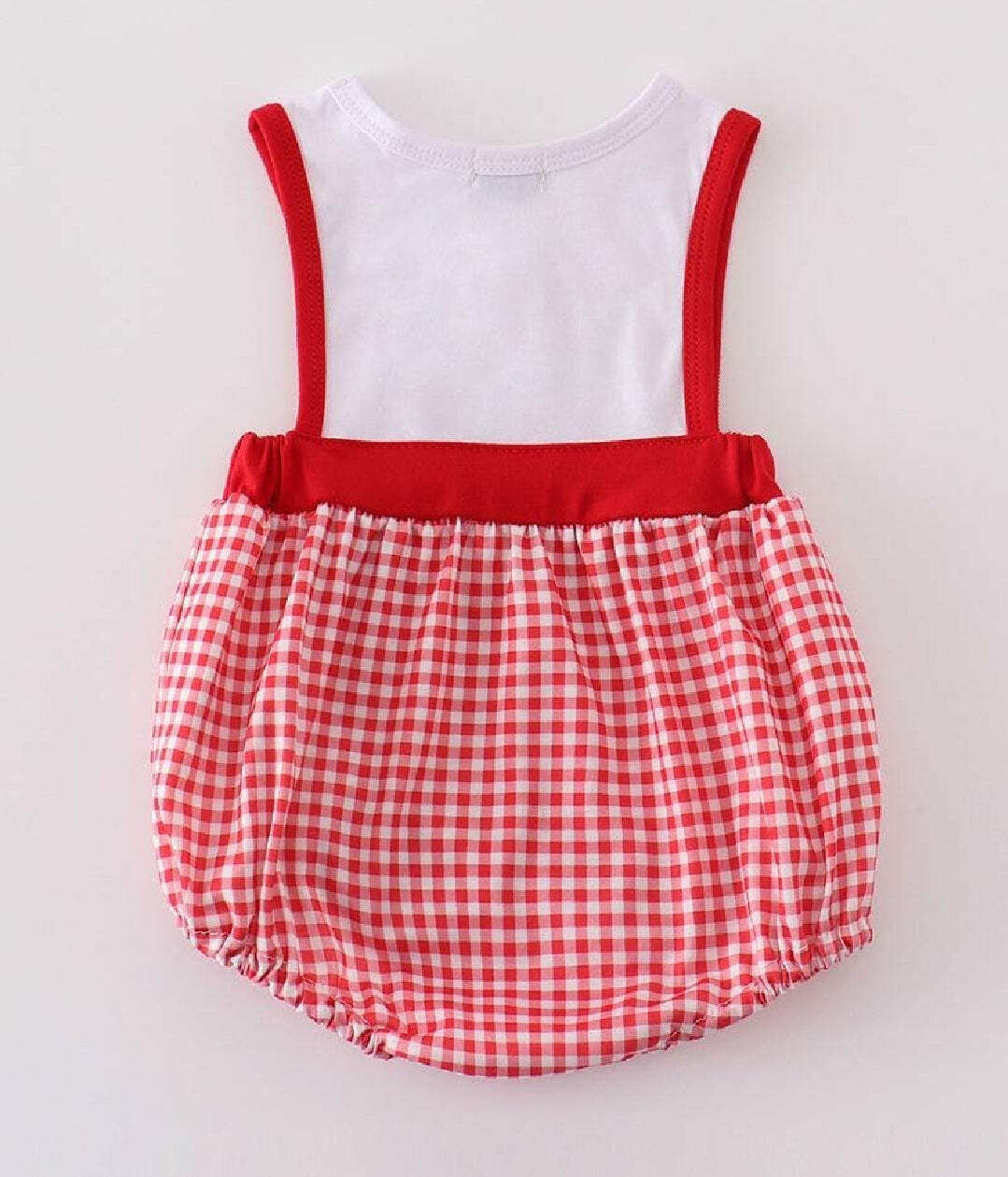 Boy’s Boutique Red Farm E-I-E-I-O Applique Checkered Embroidered Embroidery Romp