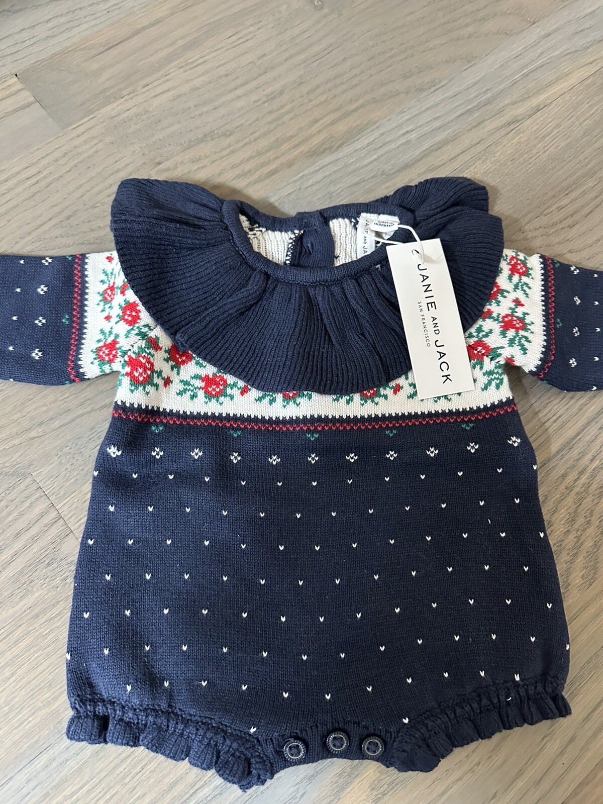 NWT Janie and Jack girl HOLIDAY sweater romper 3-piece SET 0 3 18 24