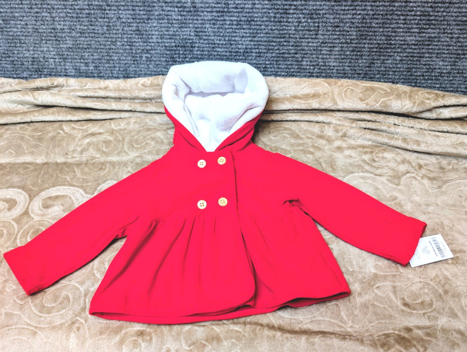 Carter’s Baby Winter Coat Red Hooded Jacket Button Size 12 months Toddler