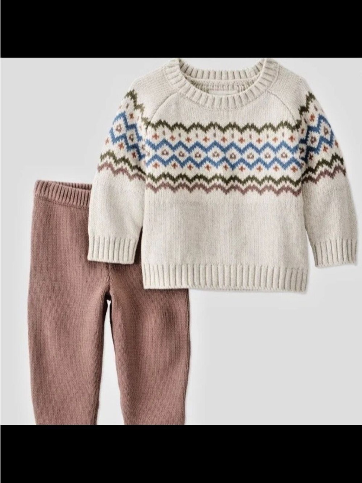 Little Planet by Carter’s Organic Baby Boys 2pc Sweater Set – Brown/Cream 9M