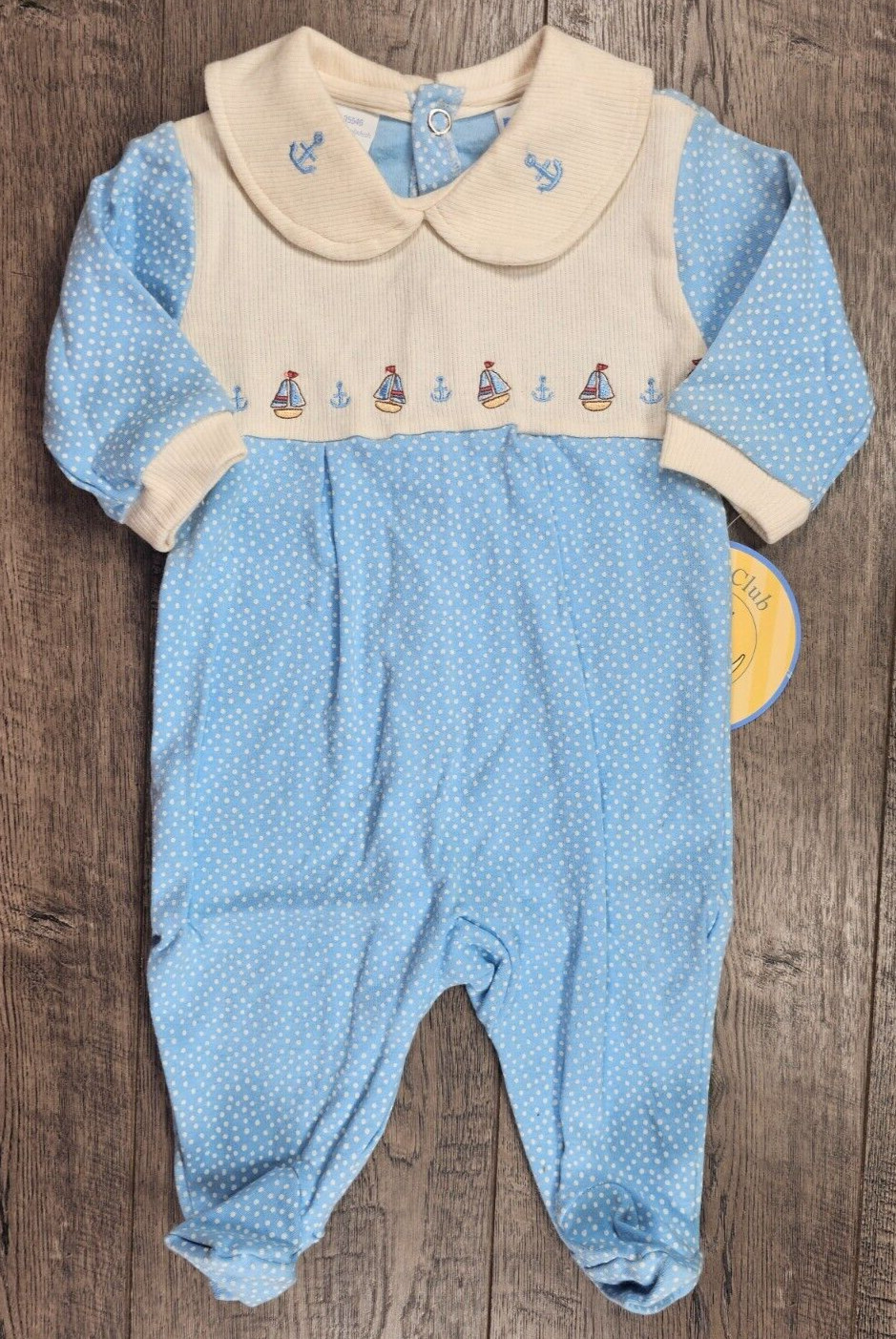 Baby Boy Clothes New Lullaby Club 3 Month Blue Sailboat Footed Outfit